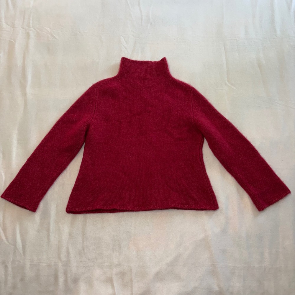 Pure Cashmere Mock Neck Red Sweater 100% Cashmere Womens XS Vintage 90s Fall